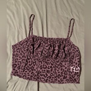 SHEIN Purple Leopard Print Cropped Cami Top